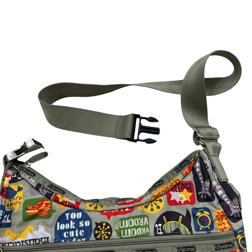 LeSportsac Graphic Print Nylon Shoulder Bag Multicolor Pop Art Hobo Messenger